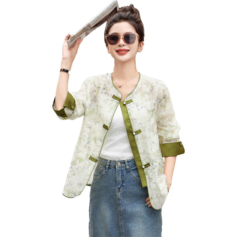 新中式国风防晒衣女夏季小个子宽松薄款复古刺绣镂空蕾丝开衫外套,女装防晒衣,难舍钰依
