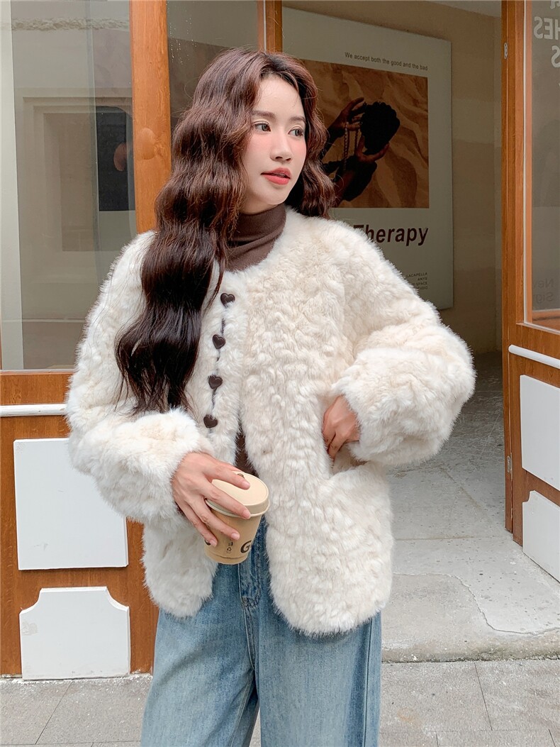 2B72-8611P175K258环保皮草皮毛一体外套,女装皮草,乐吉娜