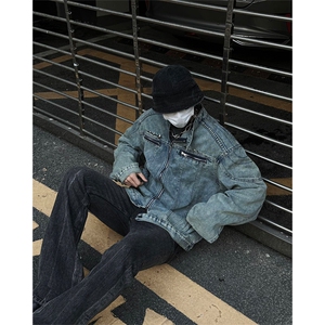 自家图，博主风cleanfit牛仔外套男美式复古垫肩夹克JK2409-P95图片