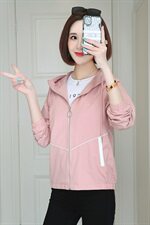 短外套女2021春秋装新款女装时尚休闲连帽春秋女士风衣外套，女装短外套，依恋蒂丝