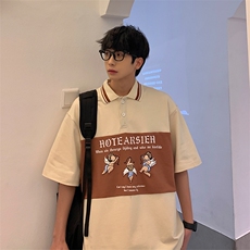 2023夏新款高品质港风复古撞色印花短袖T恤T2201-P58，男装T恤，星座914-3