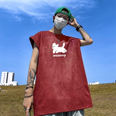 量大优供视频得物直播品230克夏季麂皮绒背心无袖T恤BJ266，男装背心/马甲，电商A486