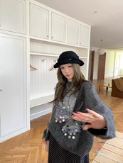 2025年秋季时尚百搭通勤简约休闲蝴蝶圆领针织衫，女装针织衫/毛衣，臻纶羊绒