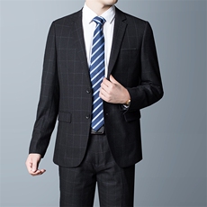 商务格子西服两件套套装中年男商务正装西装服上衣ASD18909-P265，男装西服套装，电商B212（原钱塘6029）