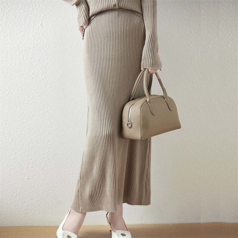 优雅气质新款高腰显瘦精纺羊毛针织半身裙百搭时尚展现女性魅力，女装半身裙，东远绒业