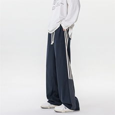8XL-M三条杠运动裤大码直筒长裤美式街头阔腿裤休闲卫裤KZ1905P58，男装休闲裤，电商B238