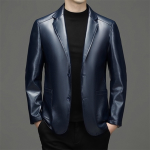 男士皮衣西装外套秋季2023新款高级感男装痞帅机车休闲皮西服夹克图片