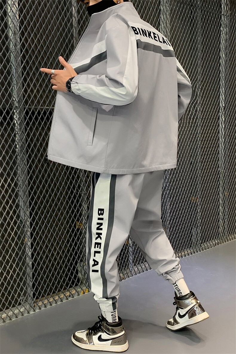 2021春秋季新款男士休闲运动套装立领两件套青少年外套D01,男装休闲套装,电商B226-2（原B217-2）
