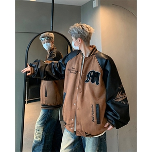拼接撞色夹克男秋季美式宽松休闲棒球服外套 XZ514-2-24233-P128图片