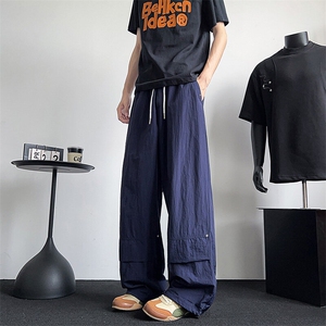 2024宽松休闲裤男韩版潮流百搭夏季薄款坠感阔腿拖地长裤K8023p38图片