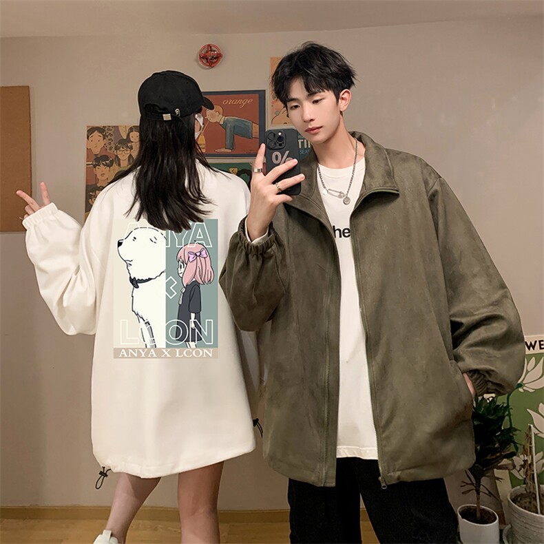 麂皮绒夹克男大码立领褂子外套JK85365-P68加绒款-P78,男装夹克,电商A040