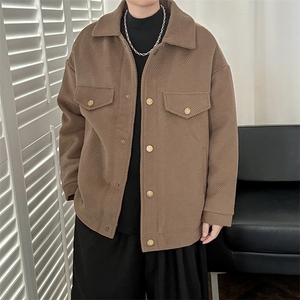 现货%羊毛-高品质呢料外套宽松毛呢大衣夹克-A131-105图片