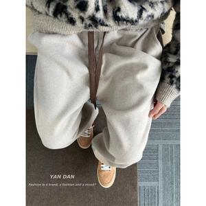 H208-P45格毛呢裤子男秋直筒冬季休闲裤宽松百搭阔腿裤,男装休闲裤,星座215-1