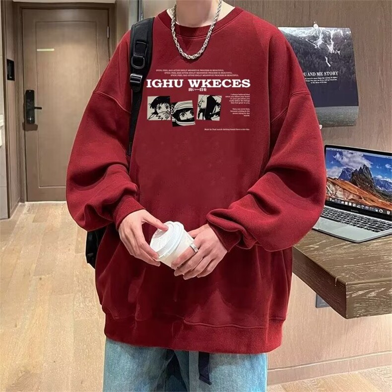 长袖上衣男款春秋季重磅宽松圆领卫衣男生初秋美式潮牌外套,女装短外套,星座218-1（原230）