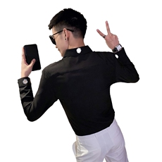 CSY82-P55控782021春秋装社会精神小伙小皱菊刺绣衬衫男潮，男装衬衫，星座102A（原电商D309-1）