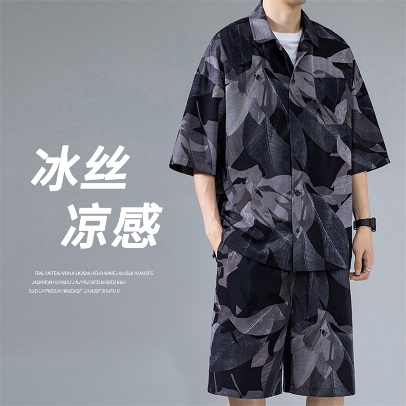 2024 夏季新款 无影墙大码冰丝衬衫短裤套装M-5X HQ23570-P60图片