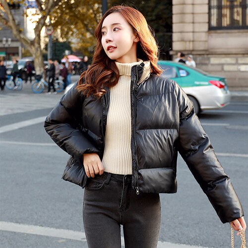 简约百搭短款立领羽绒棉服女2024冬新款小个子修身显瘦小棉衣外套,女装棉衣/棉服,韩蔻秀