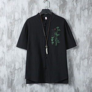 男士衬衫短袖衬衣半袖印花立领唐装风 XZ1512-2408-P30图片