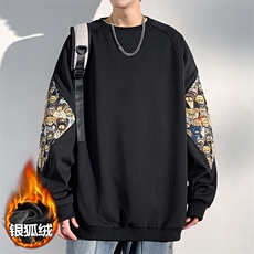 薄款改加绒特批P43无差价冬新中式银狐绒设计感卫衣男W2300J加绒，男装卫衣，电商A001-1
