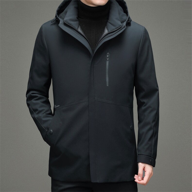 白鸭绒可卸内胆羽绒服男冬季休闲连帽时尚爸爸装上衣ZL2169-P300,男装羽绒服,电商B212（原钱塘6029）