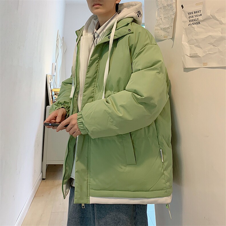 新款男百搭设计感假两件连帽港风棉衣M062-P70控158,男装棉衣,星座717