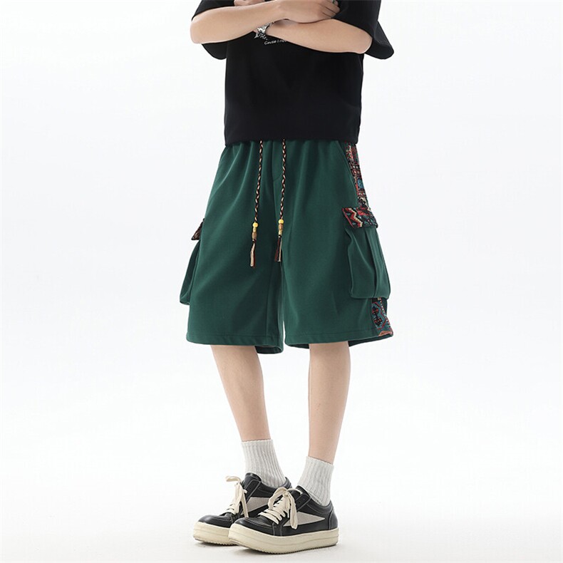 8XL-M民族风拼接工装短裤男夏季新款风中式五分裤子DK26003p45,男装休闲裤,电商B312