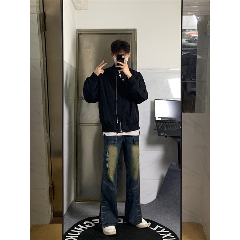 自家图，cleanfit牛仔裤男设计感小众秋冬裤子-KZA33-P65图片