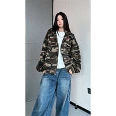 美式迷彩连帽夹克外套男拉链开衫宽松情侣卫衣潮25XJ55262特批85，男装夹克，电商A042