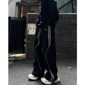 户外机能冲锋裤男秋冬季条纹工装裤宽松直筒休闲长裤 KA208图片