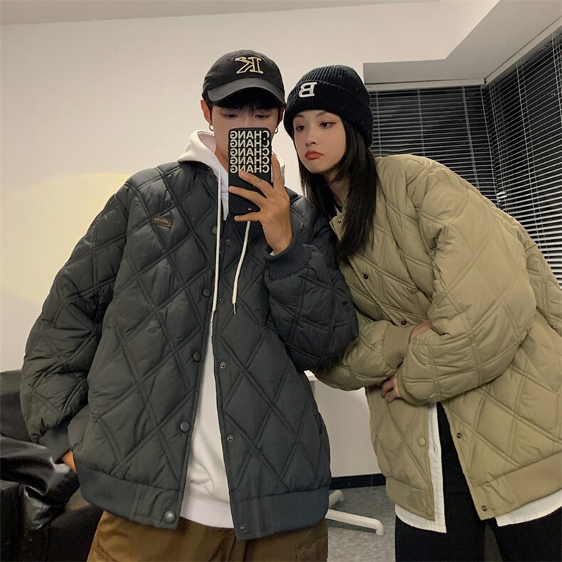 1506-1/2220/P75冬季潮牌菱形格男女棉袄宽松大码韩系棉衣棉服1，男装棉衣，星座1506-1