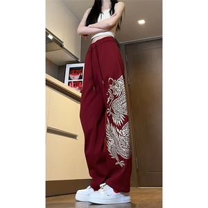2025 春季新款 内景大码龙年风印花卫裤M-5X HK24139-P60图片