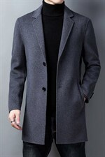 Z3358秋冬2023年男士毛呢大衣羊毛呢子双面尼中长款风衣P360图片