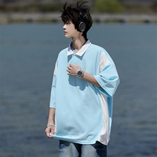 8XL-M拼接撞色短袖t恤男款夏季新款半袖POLO衫加肥加大码DT004P38，男装Polo衫，电商B312