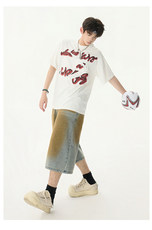 美式废土风牛仔裤女夏季宽松休闲个性高街潮流七分中裤YD707-P60，男装牛仔裤，星座509