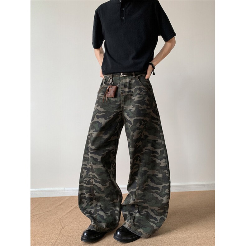 弯刀原宿迷彩休闲裤男女美式高街潮牌工装长裤子K1107-P50，男装休闲裤，电商D202-1