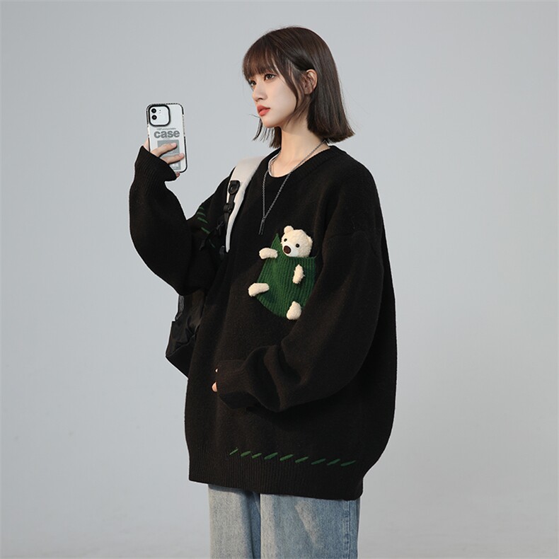 可爱小熊毛衣男女秋冬ins小众百搭情侣XZ225-3-MY05-P80控108,男装针织衫/毛衣,星座225-3