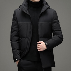 男士加厚保暖羽绒服2023冬季新款中青年可脱卸连帽白鸭绒休闲外套，男装羽绒服，电商B212（原钱塘6029）