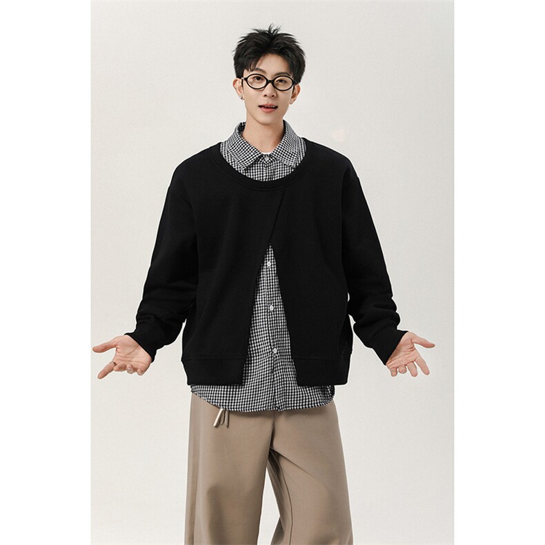 宽松假两件拼接卫衣男2025秋季新款慵懒风百搭上衣-A2195TP58控98,男装卫衣,电商B241