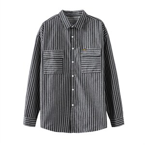 港风条纹衬衫男ins韩版宽松潮流百搭休闲衬衣C925-P35 数据好现货图片