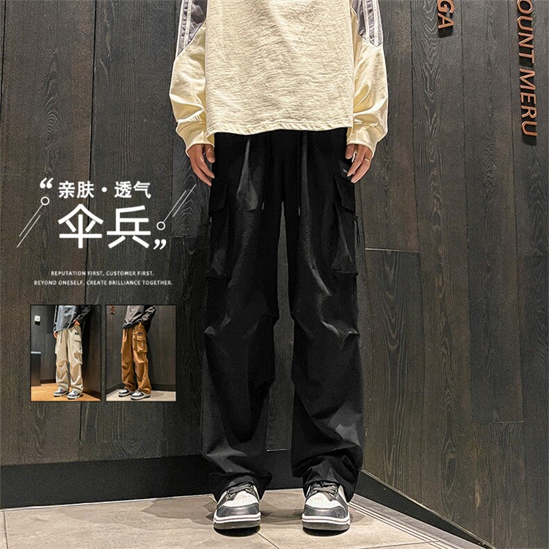 时尚机能港风直筒工装裤男士秋款百搭阔腿裤休闲长裤K211-特批-38图片
