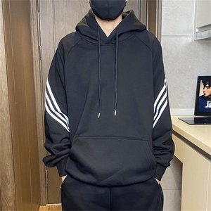 W9806-特P50美式三条杠连帽卫衣男情侣帽衫高街百搭休闲外套图片