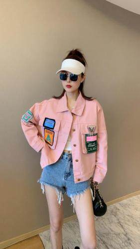 夏季新款彩色贴标牛仔外套，女装，雪儿诱惑