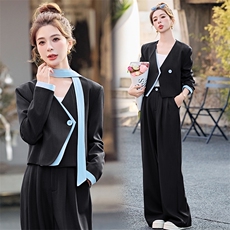 开春穿搭一整套女装小香风气质西装套装流行超火高腰阔腿裤两件套，女装套装/套裙，时尚俏佳人