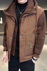 冬季新款卫衣袖假两件连帽羽绒服男短款保暖羽绒外套Y6758-P220，男装羽绒服，电商A239