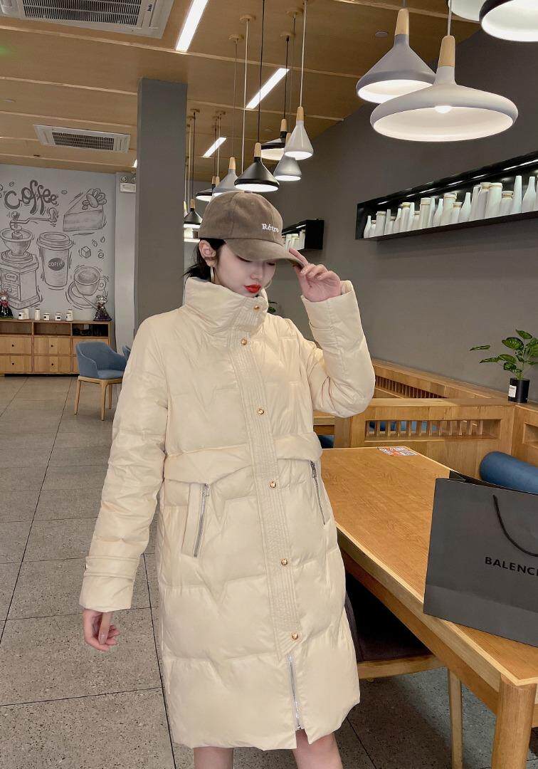 冬季羽绒服拼色长款，女装羽绒服，斐伦缇娜