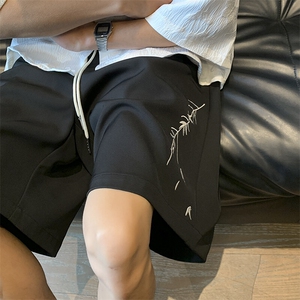 2924新款中式刺绣竹子冰丝短裤宽松 M~4XL XZ604-DK206-P35控48图片
