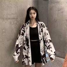 潮牌ins长袖衬衫男女嘻哈街头宽松复古休闲炸街扎染印花衬衣外套，男装衬衫，星座1210-1
