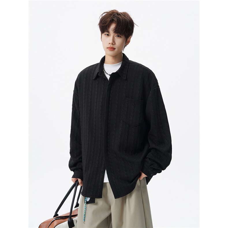 重磅提花衬衫男长袖宽松大码潮牌衬衣高级感痞帅外套CS29010P45图片