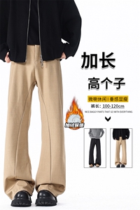 加长高个子男裤子休闲直筒西裤垂坠感190cm115微喇裤弯刀KZ064P50图片