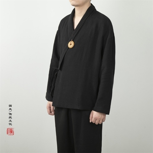 2025秋冬新款风男装棉麻男士汉服改良男装道袍外套C066P80图片